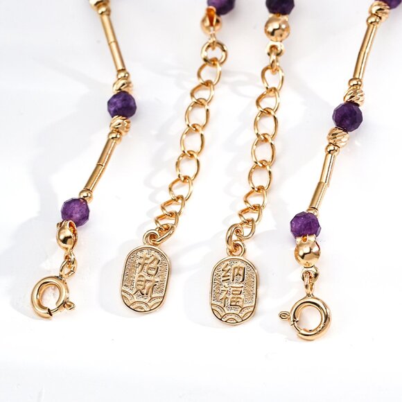 💜 Artisan Original Design Amethyst "Good Fortune" Beaded Bracelet | S925 - Picture 3 of 5